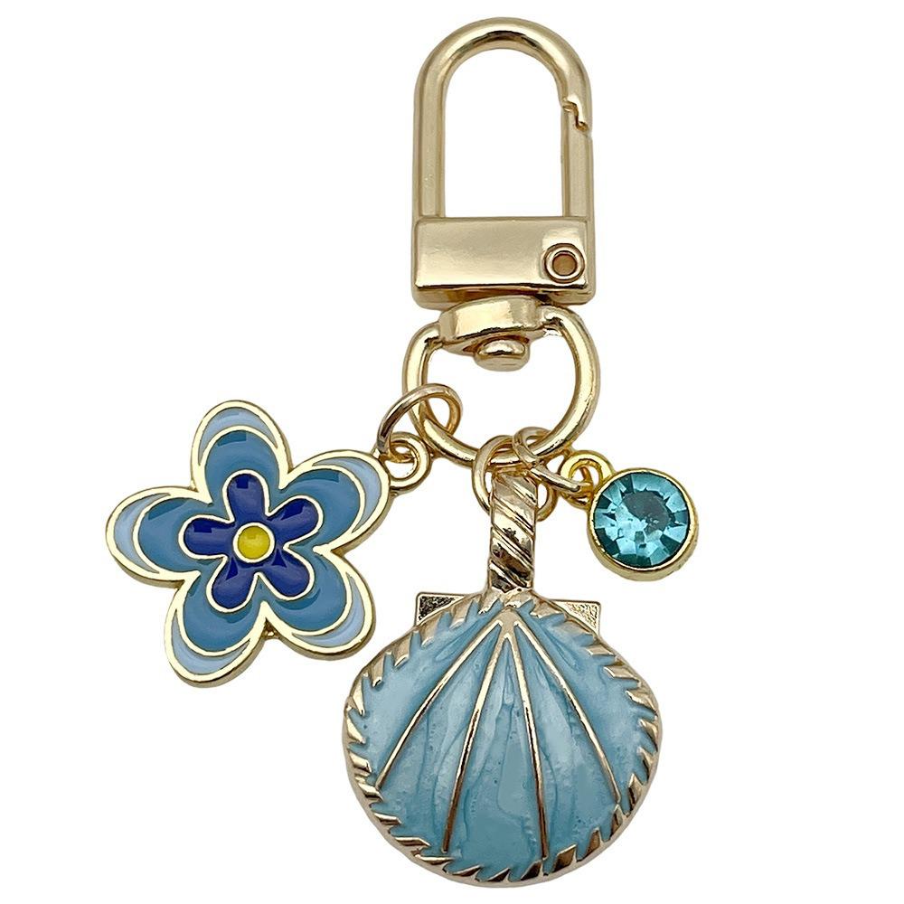 Creative Alloy Seashell and Pearl Keychain Pendant