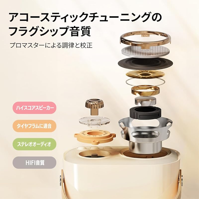 portable audio karaoke speaker household use microphone Compatible with smartphones USB-C (ivory)