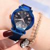 Stylish Women Starry Sky Luminous Quartz Watch Featuring Classic Roman Numerals Design