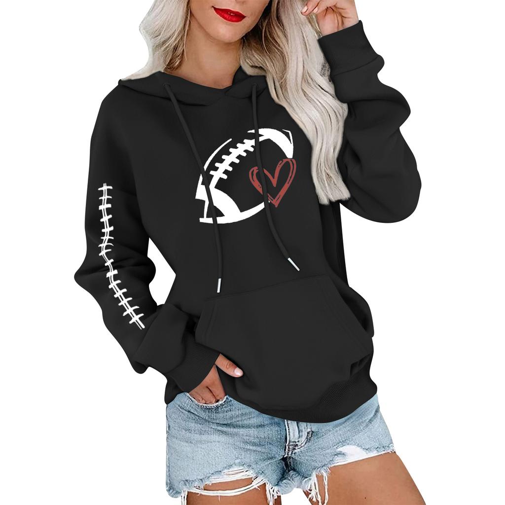 Women's Fashionable, Casual, Comfortable Round-neck, Hooded, Long-sleeved, Rugby-print Warm Sweater