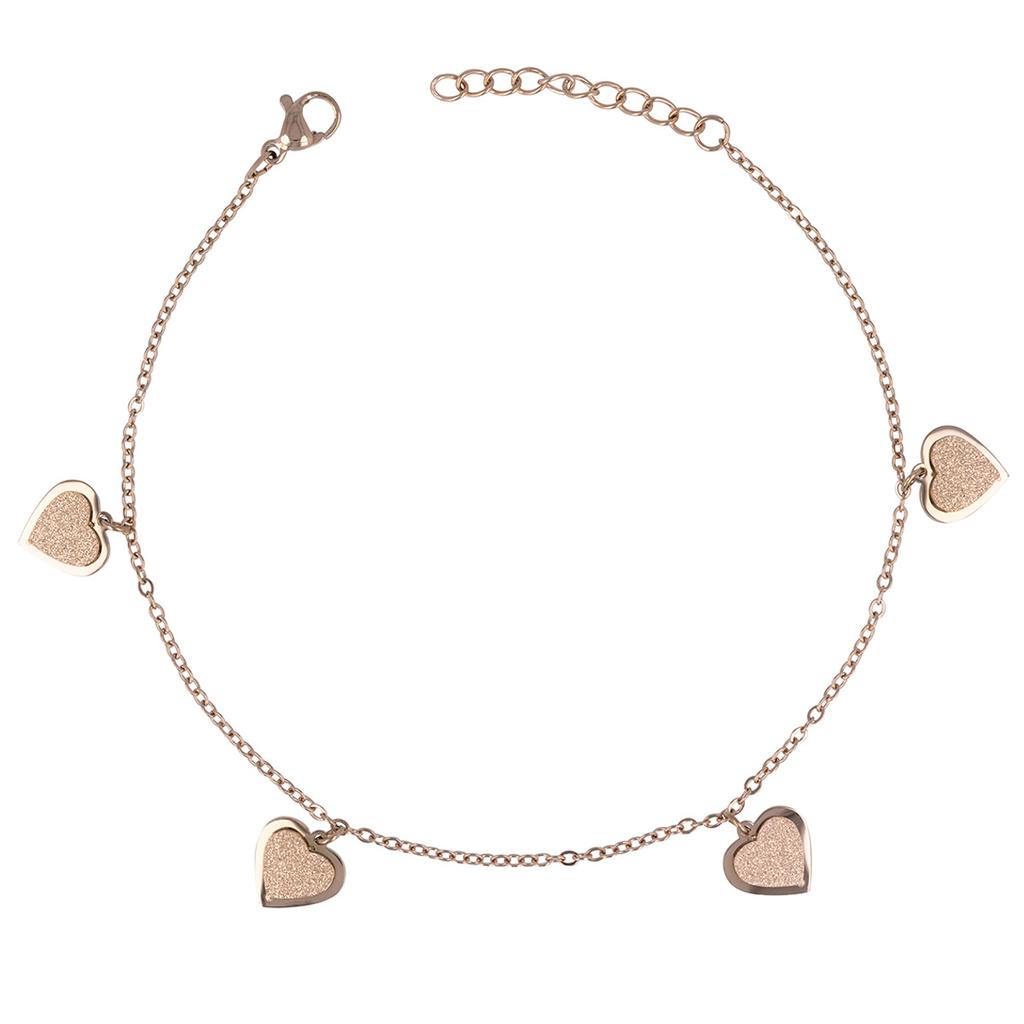 Les Trésors De Lily [R7427] - Pink 'Love' Steel Anklet (gold Pink)  - 10 Mm