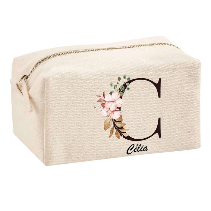 Trousse multifonction Célia Lettre Fleur Cadeau Anniversaire Noël Idée Personnalisé Original | Trousse Scolaire Fournitures Bureau