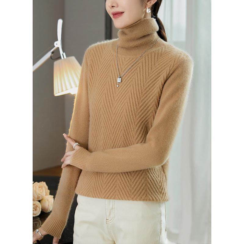 New Semi-Turtleneck Knitted Sweater Women'S Autumn And Winter Cashmere Solid Color Loose Sweater Fashionable Versatile Bottoming Shirt