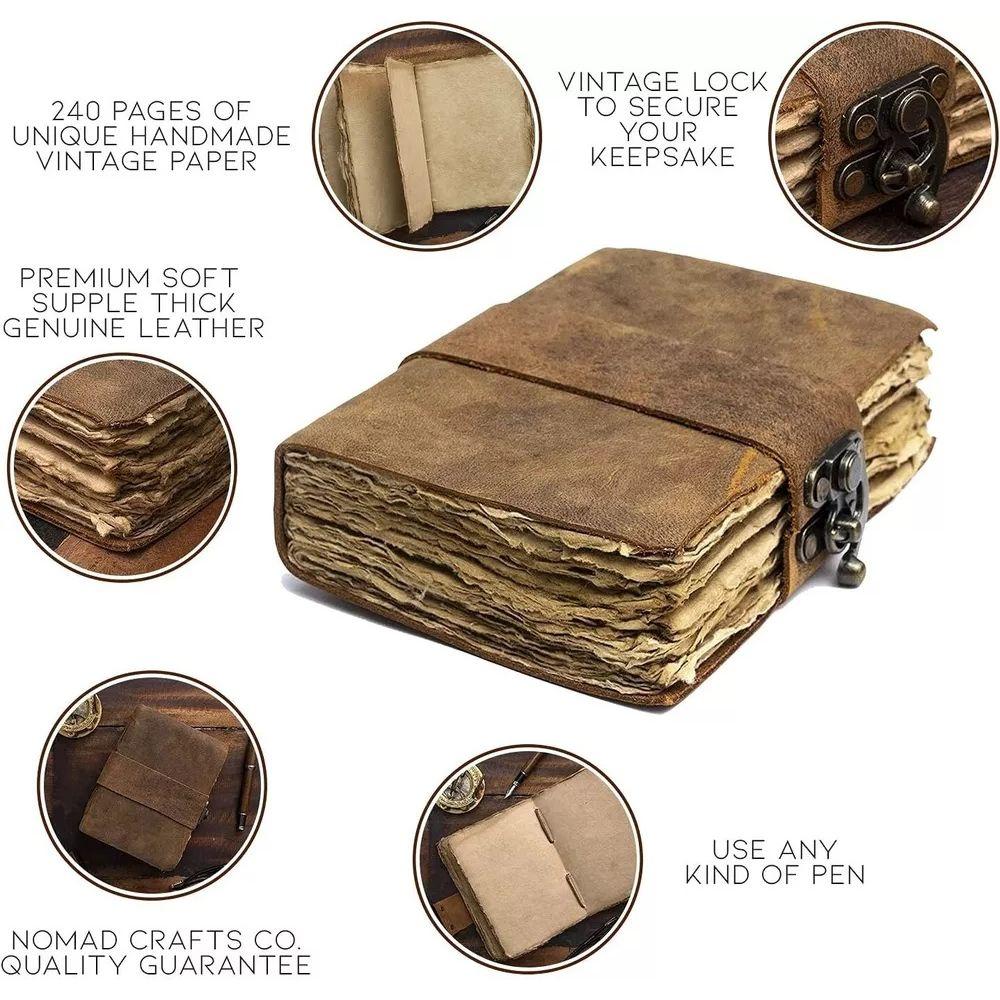 Leather Journal - Book of Shadows Spell Book Notebook With Lock