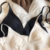 French Cashmere Underwear for Women Sexy Ultra Thin Triangular Cup Deep V Push Up Bra Seamless Comfort Bralette Sleep Lingerie