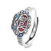 Enamel Mortilore Lan Jixiang Ruyi Ring Women 'S Personal Hollow Culture Retro National Celestial Orals Merbers 