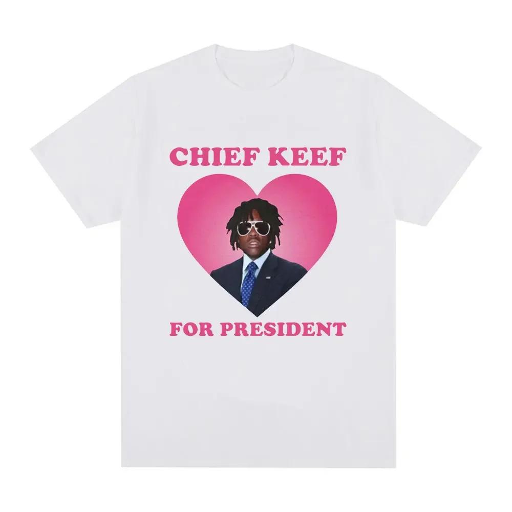 Rapper Chief Keef for President Fashion Casual Short sleeved Tshirt Beautiful Retro Extra Large Womens Tshirt Street Clothing