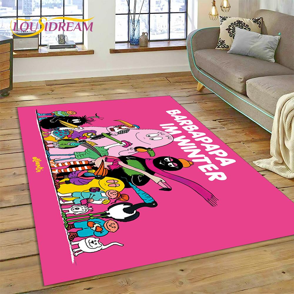 Cartoon Les Barbapapa Family HD Rug Carpet for Living Room Bedroom Home Decor,Floor Mat Non-slip Decoration for Sofa Kid Gift