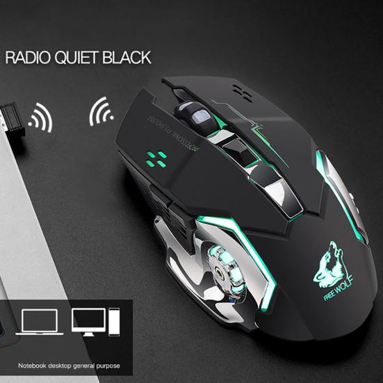 Беспроводная оптическая мышь Free Wolf X8, бесшумная, 2,4 ГГц, 2400 точек на дюйм, 6 клавиш, USB-приемник