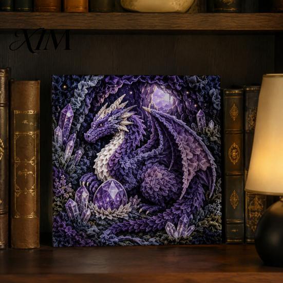 Fantasy Dragon Craft Set Fabric Poke Art Kit, Mythic DIY 3D Theme Home Decor Project, No-Sew Crafting Kit for Adults, Handmade