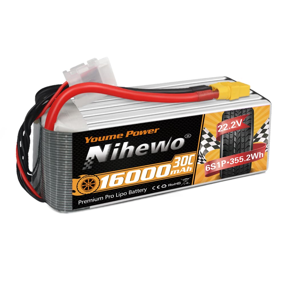 6S LiPo 22.2V Lipo 16000mAh 30C Разъем XT90 для больших дронов DJIS800, DJI S900, S1000, S1000+, FreeFly, OnyxStar, Gryphon x8, E1200, Сельскохозяйственный