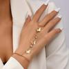Creative Butterfly Link Chain Bracelet Connected Finger Ring Bangle Bracelets for Women Linked Hand Harness Couple Jewelry Gifts