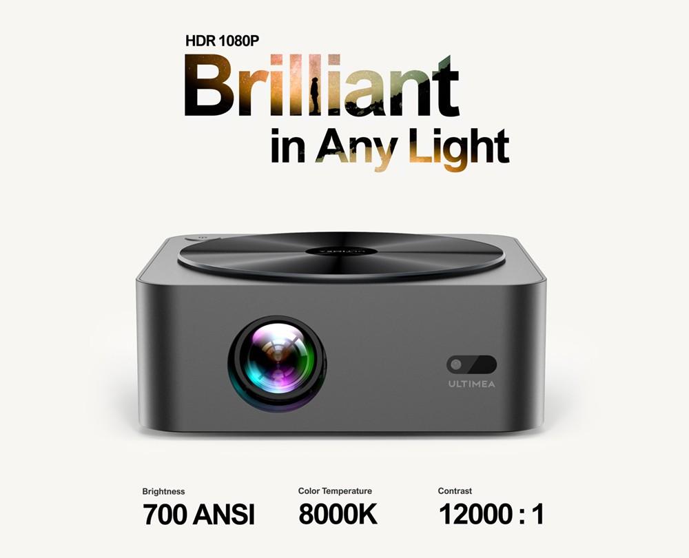 Ultimea Apollo P40 LCD Projector, Full HD Native 1080P 700 ANSI Lumens, 5G WiFi, Keystone Correction, Bluetooth 5.0 Grey