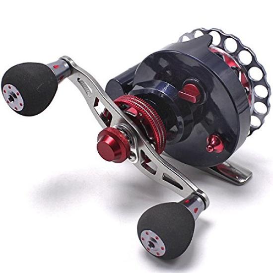 Wellvie Классическая клетка Рыболовная катушка для плота Хечи Рыбалка Осьминог Кальмар 2.6:1 10BB Вставная катушка для рафта с одинарной шпулей, барабанная катушка с лесоукладывателем (красный)