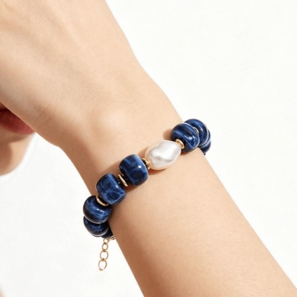 Chunky Beads Resin Bracelet Pearl Accent Handmade Jewelry Statement Beaded Bracelets For Women