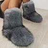 2024 New Fashion Fox Fur Woman Rainbow Multicolor Lady Winter Boots Warm Boots Women Boots Shoes Bottes De Neige Femmes 36-44