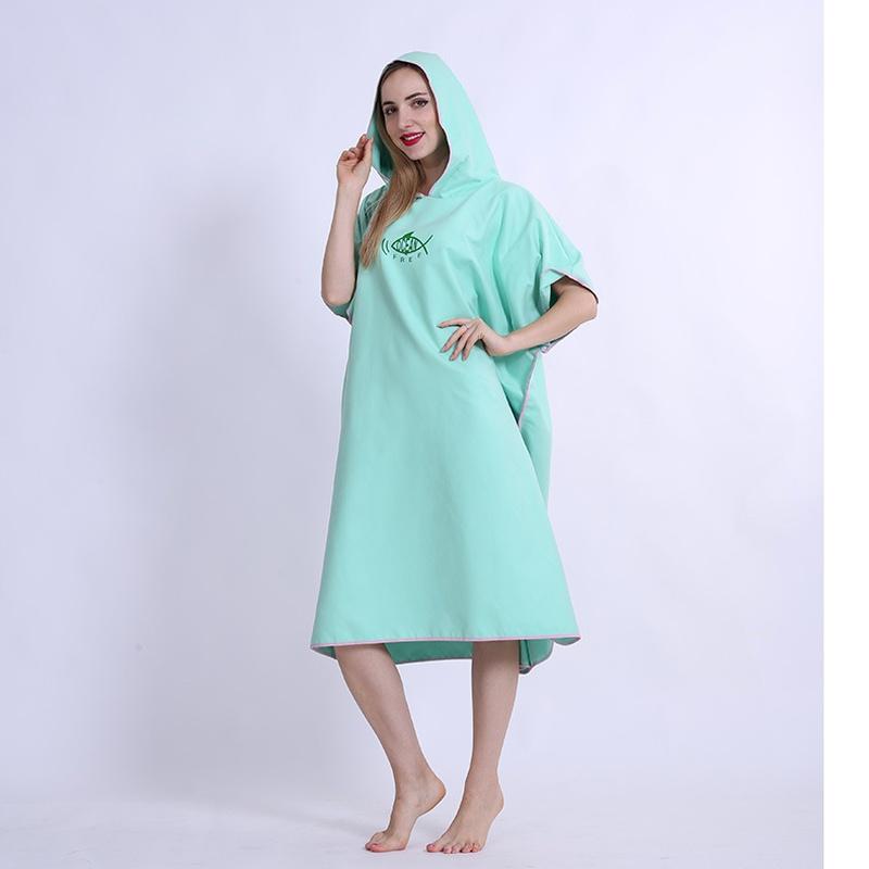 Unisex Beach Towel Poncho Bath Changing Robe Hooded Quick Dry Bathrobe Adult UK