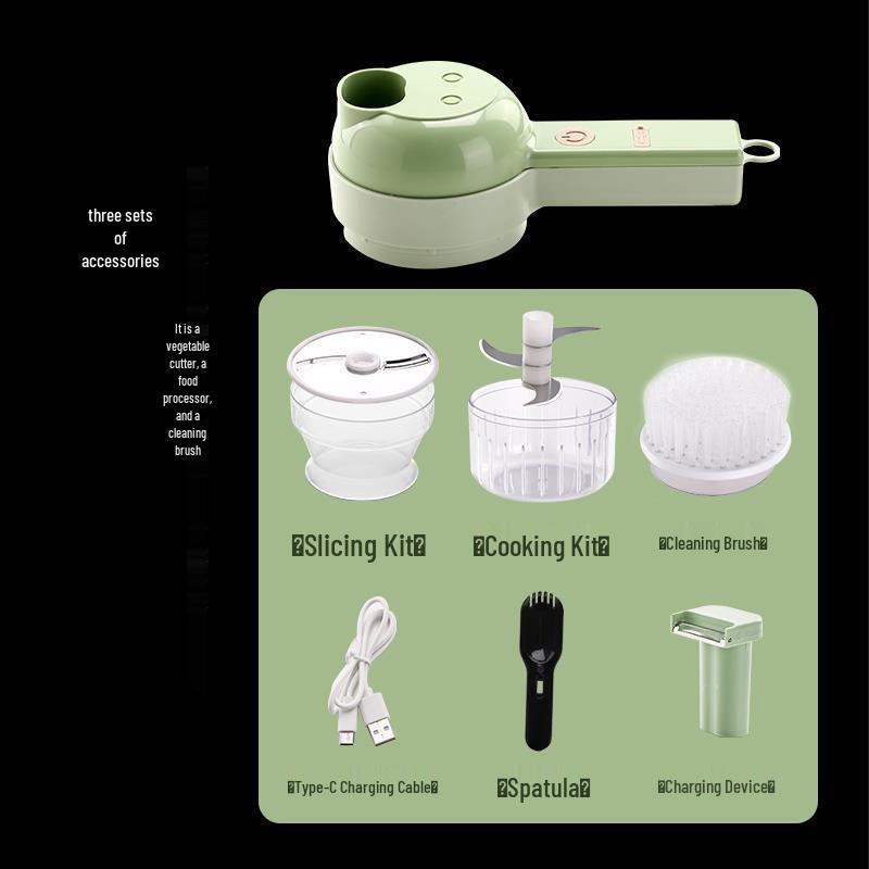 Электрическая овощерезка и измельчитель «четыре в одном»: Многофункциональная чеснокодавилка и слайсер