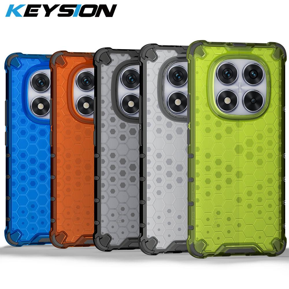 KEYSION Shockproof Armor Case for Redmi Note 14 Pro 5G 14 Pro+ Silicone+PC Transparent Honeycomb Phone Cover for Xiaomi POCO X7