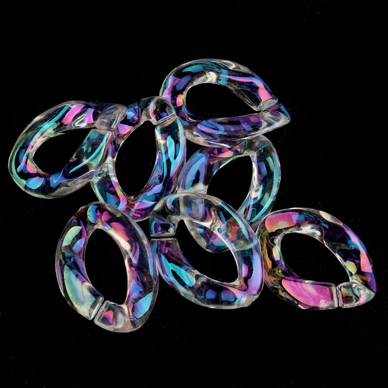20pcs Ins Retro Rainbow Buckle Acrylic Long Chain Beads For Men Women Curb Cuban Link Jewelry Making DIY Bracelet Necklace