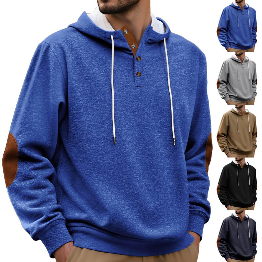 Men's Casual Composite Loose Fitting Pullover Solid Color Hooded Sports Thick Hoodie