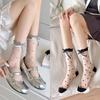 Crystal Silk Lace Bow Socks Ultra-thin Polka Dot Sock Comfortable Mid Tube Sock Girls