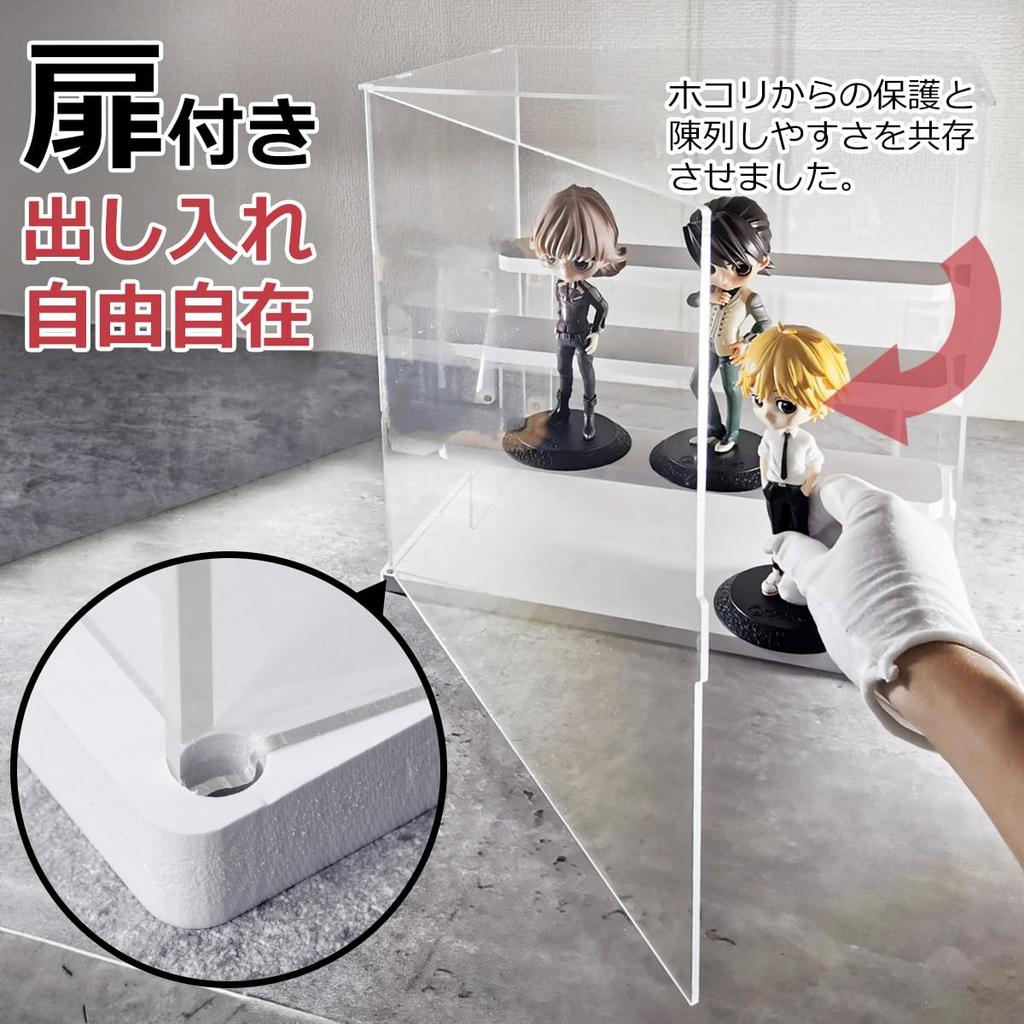 LED Light Tiered Display Acrylic Figure Front Assembled Figure krs15 [kuriiro] & Case, Case, Door, Shelf, Stand, (2-Tier)
