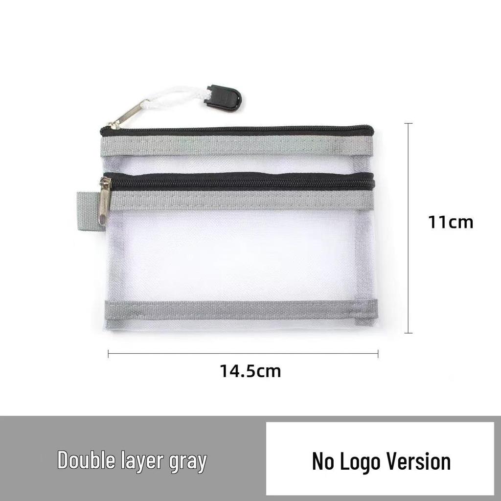 Double-Layer Card Holder & Document Storage Bag: Portable License Pouch with Zipper and Mesh for Passport & Household Registration Book