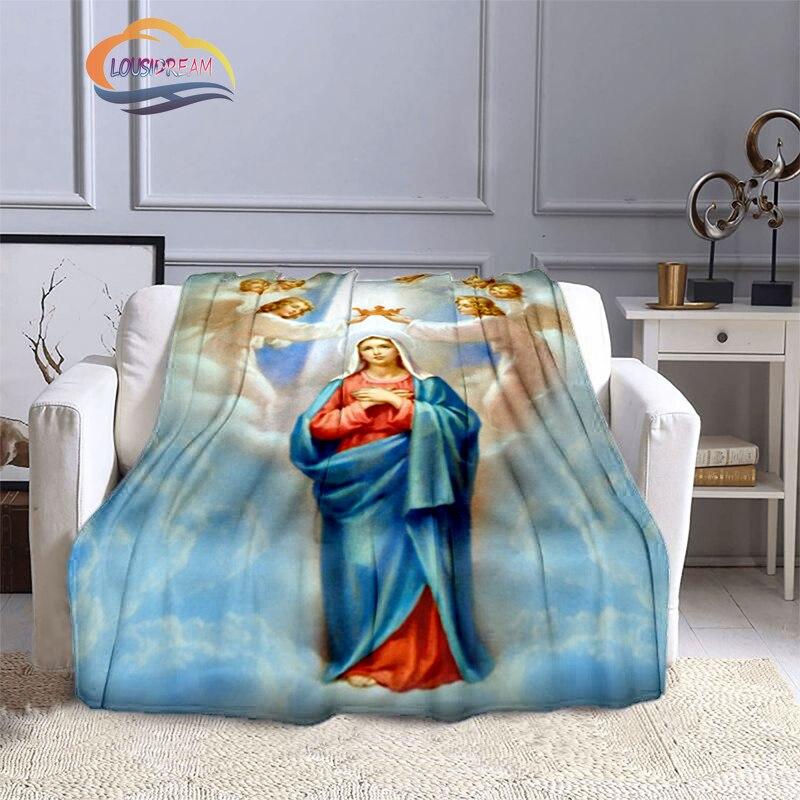 Одеяла с 3D принтом Христа Пресвятой Девы Марии, модные фланелевые кашемировые одеяла, модные религиозные мягкие покрывала, диванные одеяла