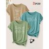 3 Pack Yoga Master Cat Fun Animal Print Women Loose Short Sleeve T Shirts Summer Autumn Leisure Fashion Tops