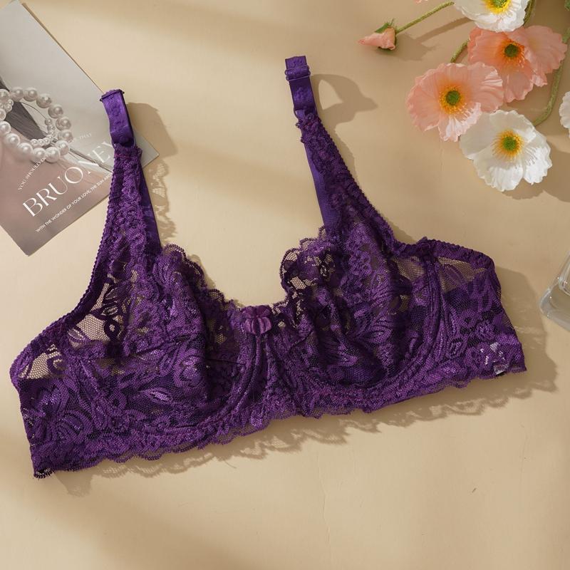 Женские сексуальные кружевные бюстгальтеры больших размеров Push Up Bralette Hollow Out Lingerie Вышитый бюстгальтер Бюстгальтер Женское нижнее белье на косточках