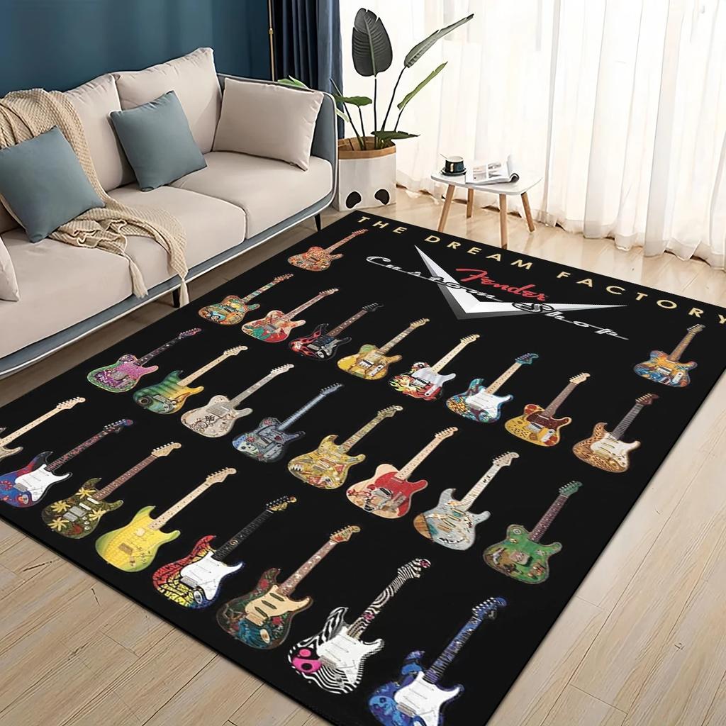 3D Ретро лого Fender Гитарные Инструменты Музыка Ковер Коврик для Гостиной Спальни Дома Декорация Дивана, Детский Нескользящий Напольный Коврик