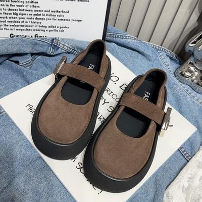 Модные женские замшевые туфли на толстой подошве на плоской подошве, лоферы, осень 2024 года, дизайнерская мода, новые повседневные туфли для ходьбы, удобные и модные