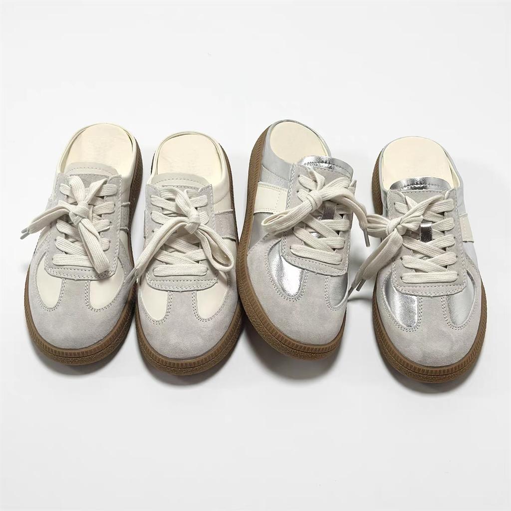 Женские тапочки весна лето мода женские полутапочки Баотоу одежда молодежные девушки новый стиль маффин шнуровка повседневные парусиновые шлепанцы