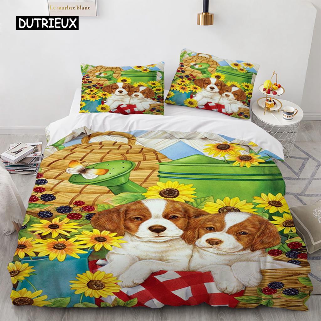 Акварельная собака Пододеяльник King Queen Size 3D Милый Бегущий Питомец Щенок Постельное белье для Детей Подростков Взрослых Лабрадор Покрывало-одеяло Инструмент