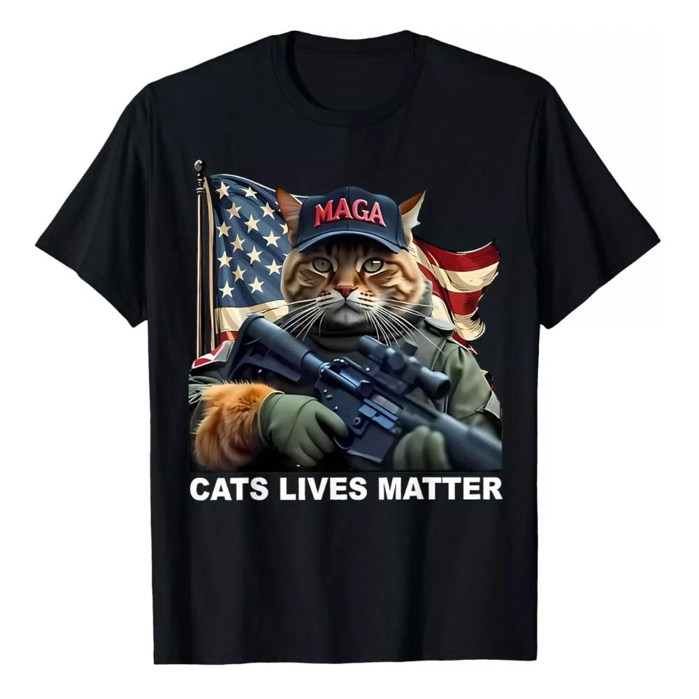 MENS WOMENS Cats Lives Matter Funny Trump 2024 Cat MAGA T-Shirt