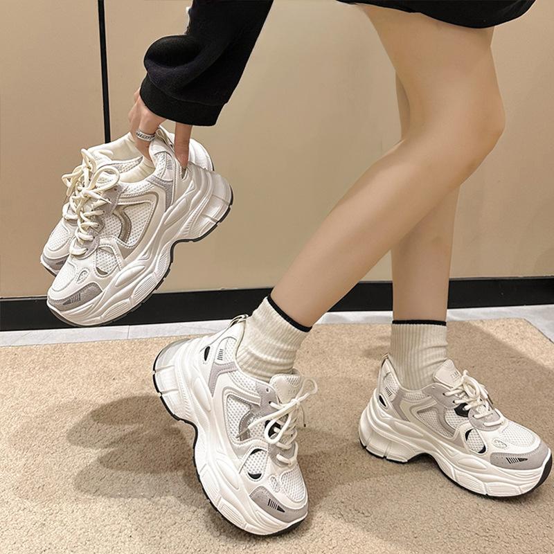 Туфли Daddy Shoes из натуральной кожи для женщин, весна-лето, новые, сетчатые, на платформе, повседневные, универсальные кроссовки