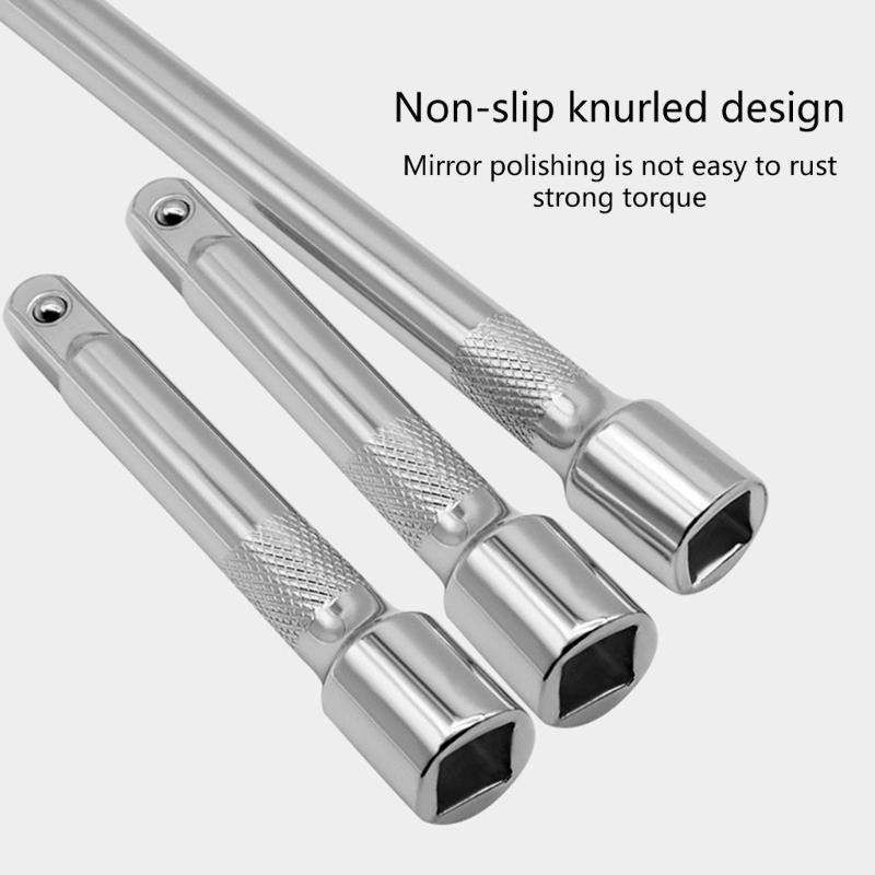 Anti Slip Socket Ratchet Wrench Extension Bar Set 1/2" 75/125/250mm 3PCS Effortless Operations Time Saving