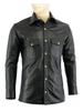 Men Shirt Black Formal Casual 100%Lambskin Leather Party Stylish Real Handmade