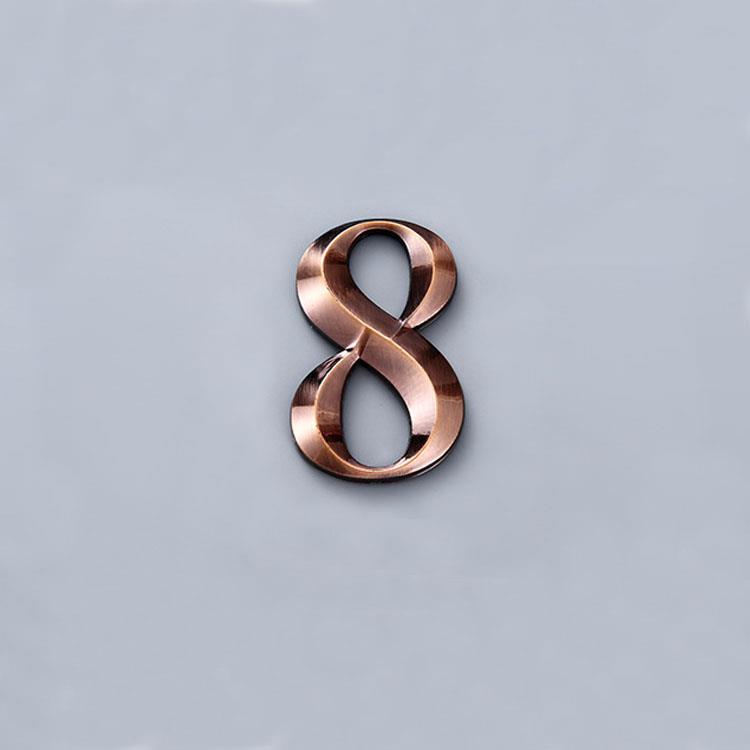 House Number Stickers 3D Self Adhesive Door Plate Sign Digits Apartment Hotel Office Door Address ABS Plastic Label 5cm Silver