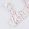 Spring and summer new sweet floral printing suspender trousers two-piece set European and American knitted pit strip women's pajamas loungewear