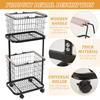 2 Tier Laundry Cart with Wheels Metal Frame 2-Section Storage Basket Bathroom Organizer Cart for Laundry Room Closet Storage