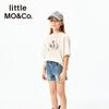 Little MO&Co. Детская футболка Moco из чистого хлопка с принтом кошки, с коротким рукавом