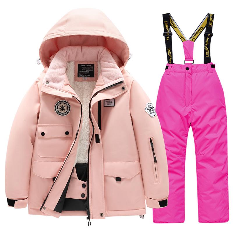 Winter Children's Skiing Suit for Boys and Girls, Windproof Waterproof Thick Coat for Warmth and Snow Playing Equipment