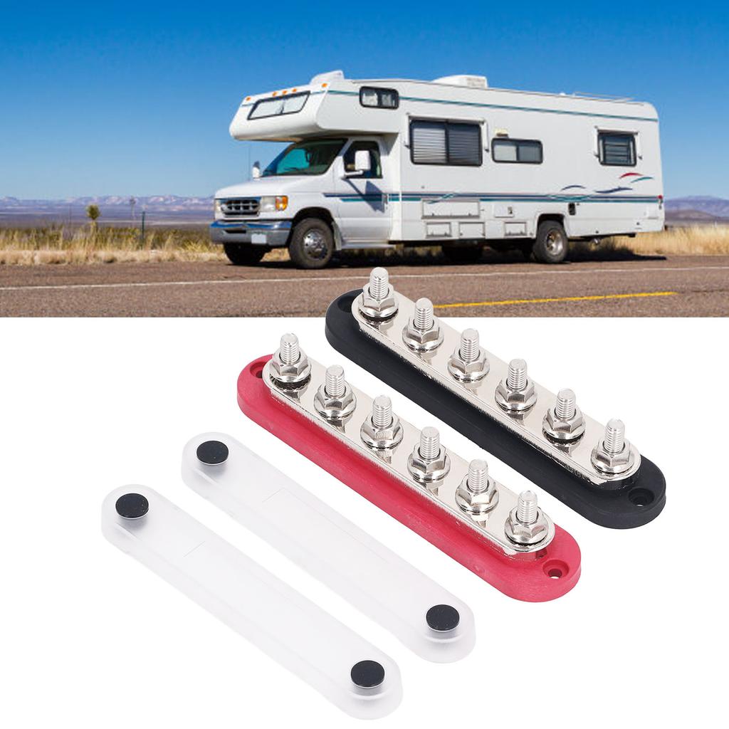 2 шт. M8 300A 12‑48 В Блок распределения питания из латуни и нержавеющей стали Клеммный блок шины для автомобиля Bo