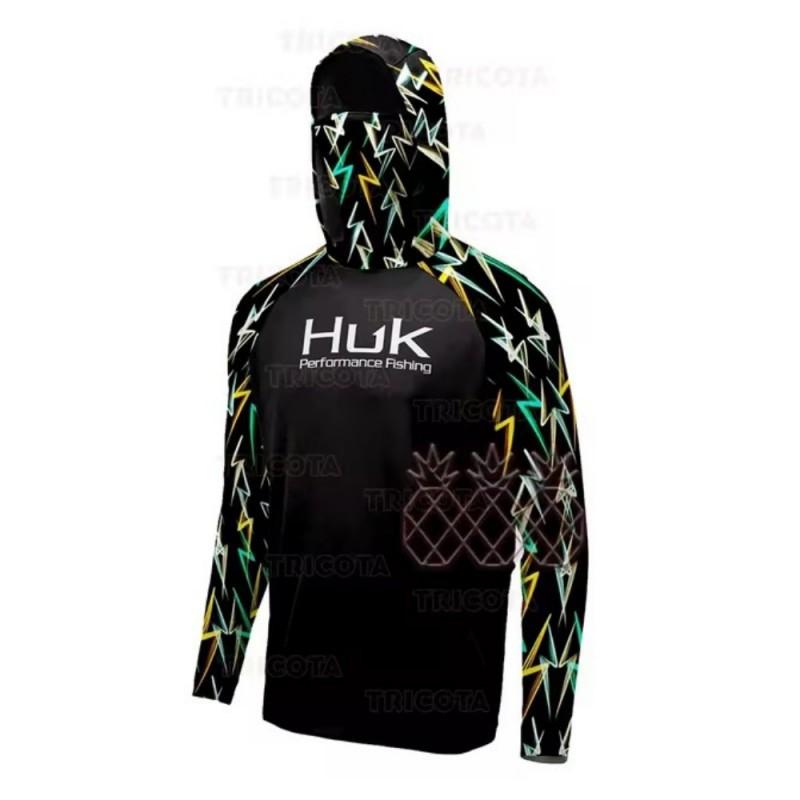 HUK Рыбалка Худи-маска Одежда Уличная Мужская С длинным рукавом Дышащая UPF50 + Футболка