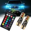 Led T10 Rgb Автомобильный габаритный фонарь 12 В Rgbw Cob Светодиодная лампа для чтения с автоматической атмосферной лампой с пультом дистанционного управления