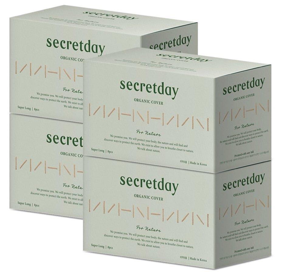 Органические гигиенические салфетки Secret Day For Nature 4 упаковки, 4 вида, выберите 1 (средняя / большая / ночная / длинная ежедневная прокладка)