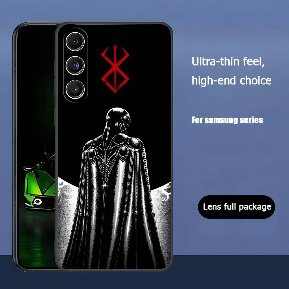 Berserk-k Для Samsung Galaxy S23 S24 S25 Ultra S22 Plus S21 Черный Мягкий Чехол Водонепроницаемый Мягкий Чехол
