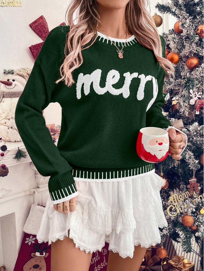 Christmas New Knit Sweater for Women Casual Fashion Long Sleeve Loose Cardigan Sweater